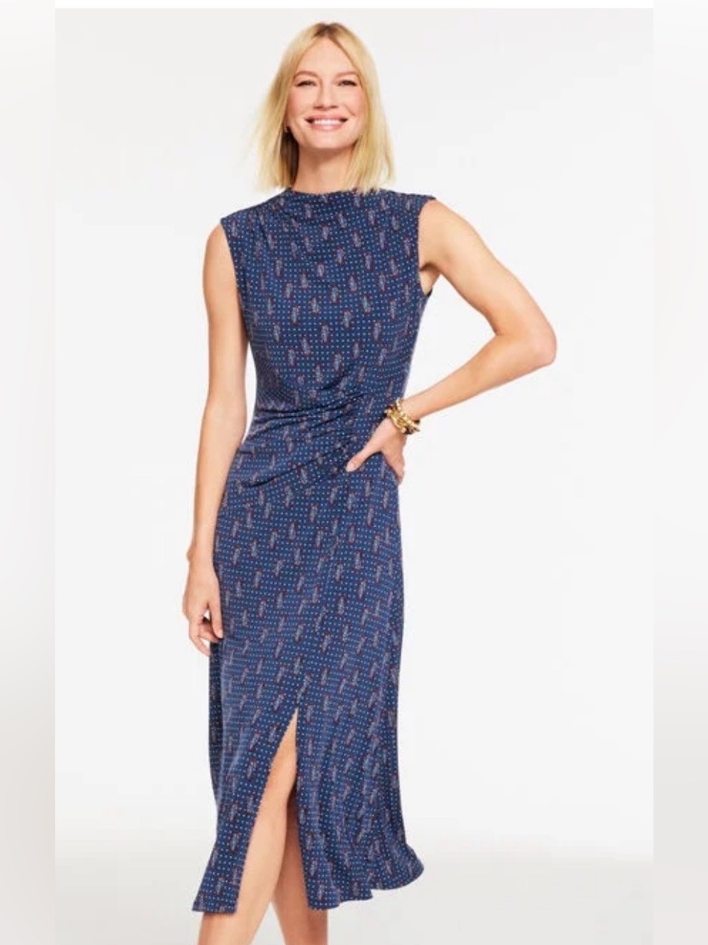 Talbots Fit & Flare Sleeveless Matte Jersey Ditsy Paisley Dress Size 12P